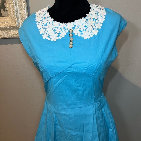 1950’s 1960’s style aqua blue dress - Picture 8 of 11